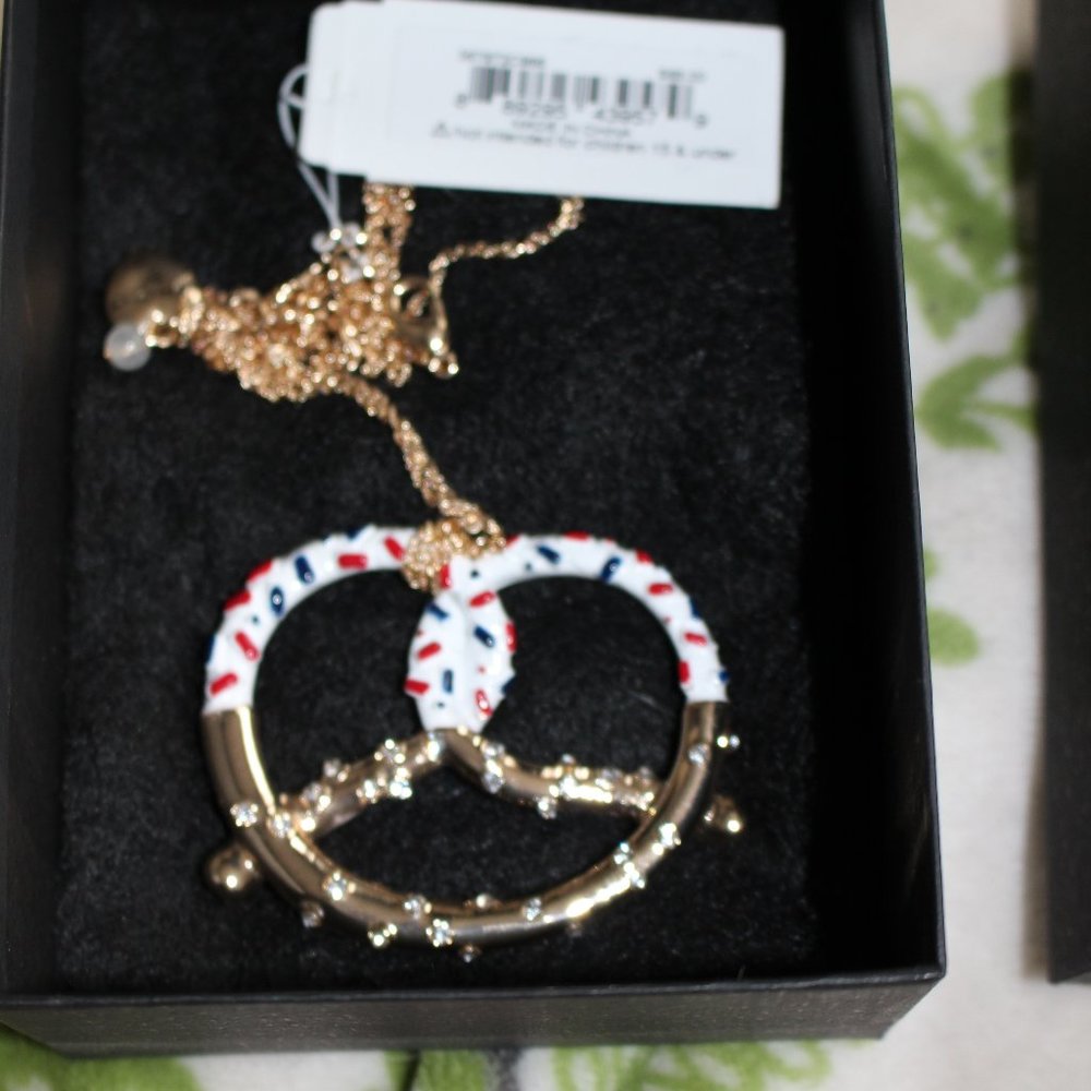 NWT Betsey Johnson Pretzel With Sprinkles Necklace Pendant Statement Necklace